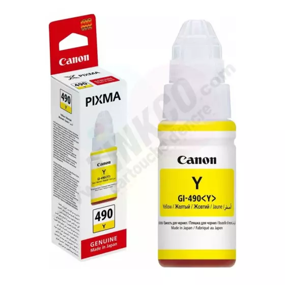 Bouteille D'encre CANON GI-490 Jaune Pour Imprimantes G1400/G2400/G3400
