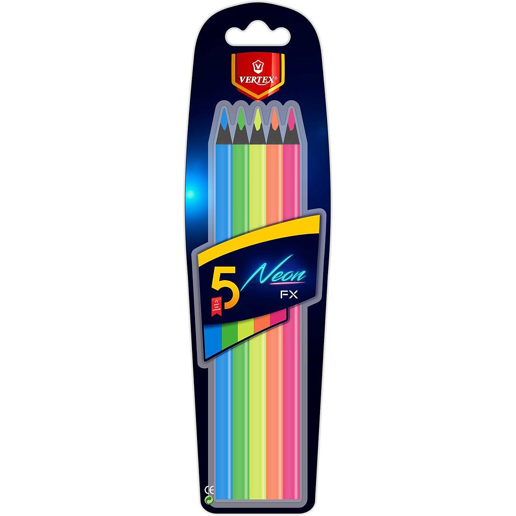 Crayons De Couleur VERTEX Neon FX Boite De 5