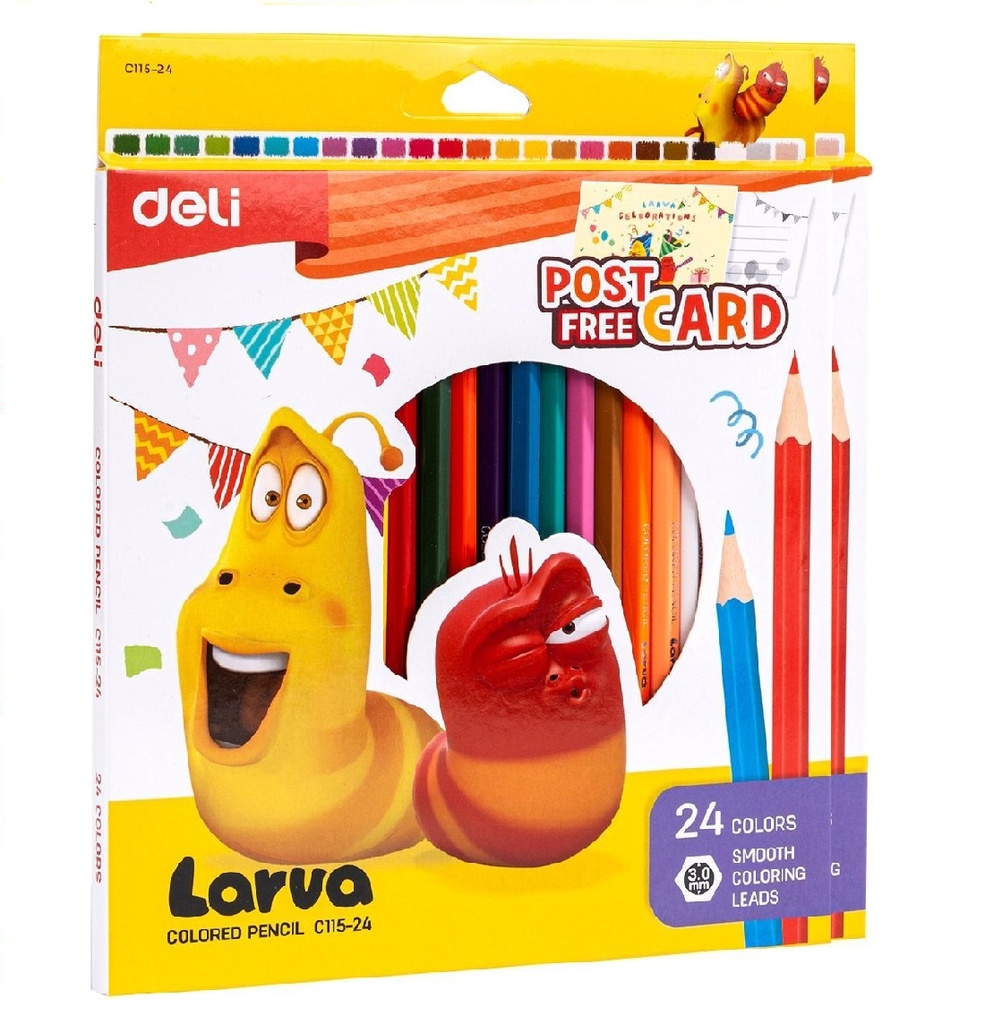 Crayons De Couleur DELI Larva Boite De 24