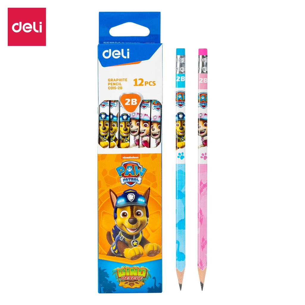 Crayon Noir Graphite DELI Paw Patrol 2B avec Gomme