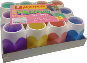 Porte Stylo TECHNO Hexago En 06 Couleurs Pastel