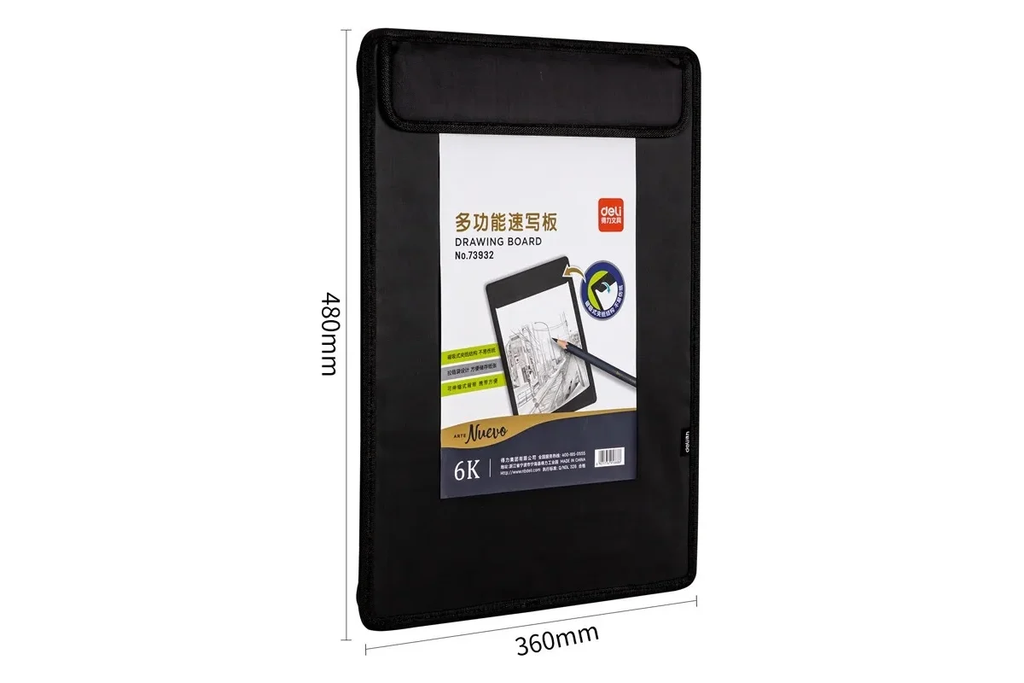 Planche à Dessin DELI Avec Sangle 6K-480X360mm Noir