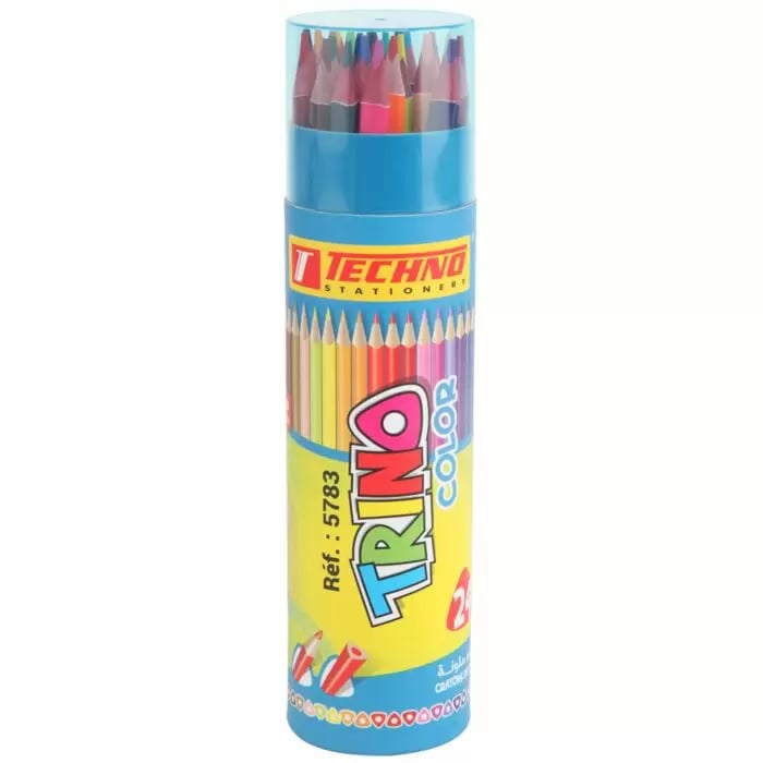 Crayons De Couleur TECHNO Trino Boite En Tube De 24