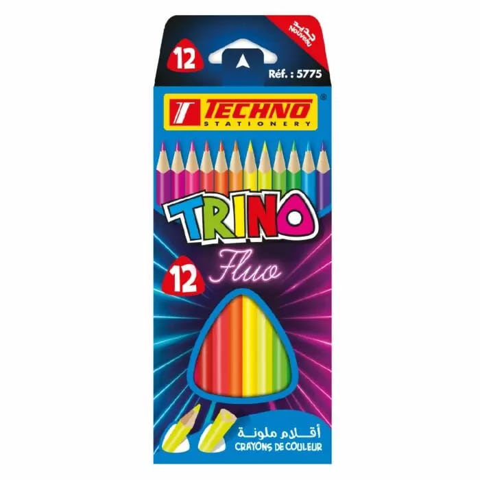 Crayons De Couleur TECHNO Trino Fluo Boite De 12