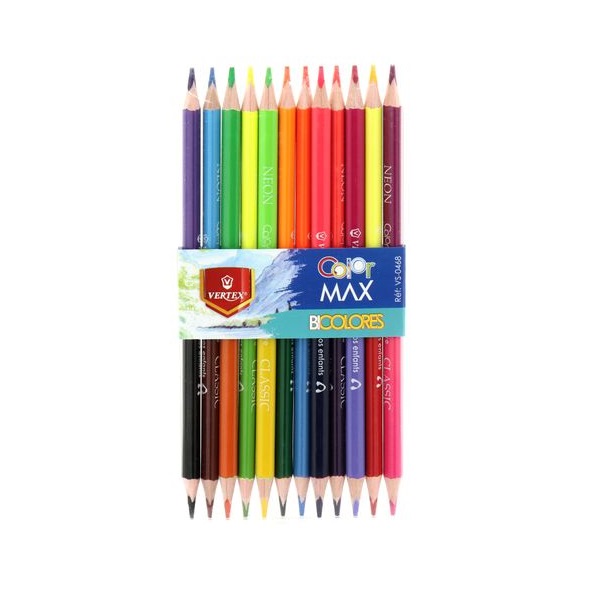 Crayons De Couleur VERTEX Color Max Néon Classic Double Tête Pochette De 12