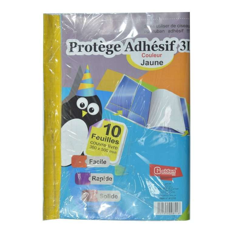 Protège Livre Adhésif GOLDEN 3D Jaune Paquet de 10 PCS