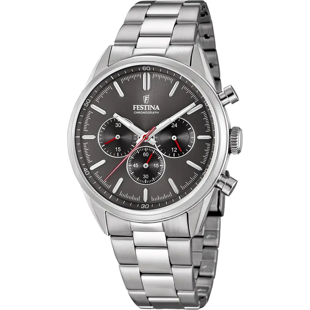 Montre Homme FESTINA Timeless Chronograph F16820/7 Gris Avec Bracelet en Acier Inoxydable