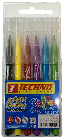 Feutre TECHNO Lavable GM Pochette de 6 Couleurs