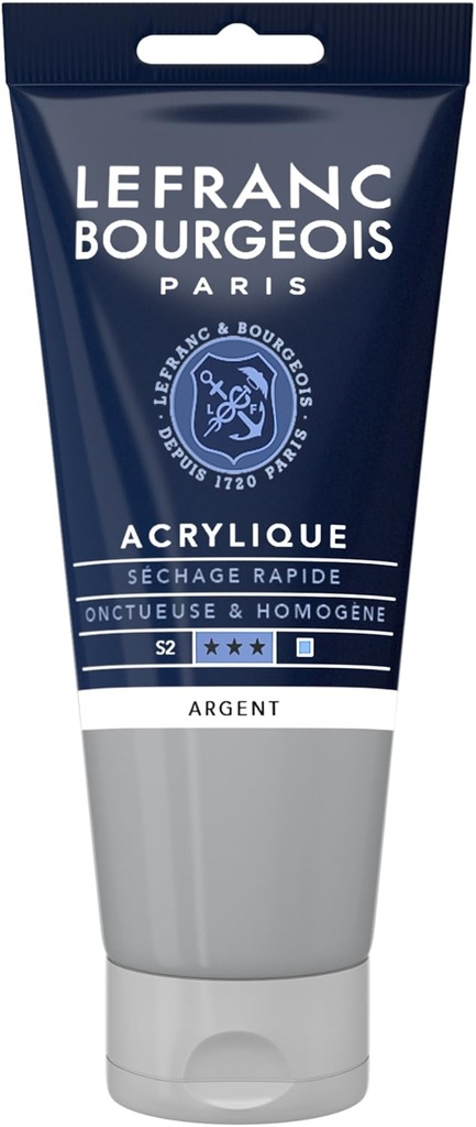 Tube Peinture Acrylique Fine LEFRANC BOURGEOIS 80ml Argenté