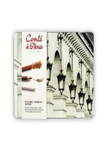 Boite En Métal De 06 crayons Carrés Esquisse Assortis conté à paris