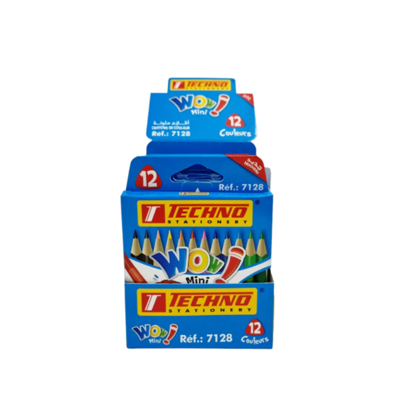 Crayons De Couleur TECHNO Wow Effaçable Boite De 12 Mini