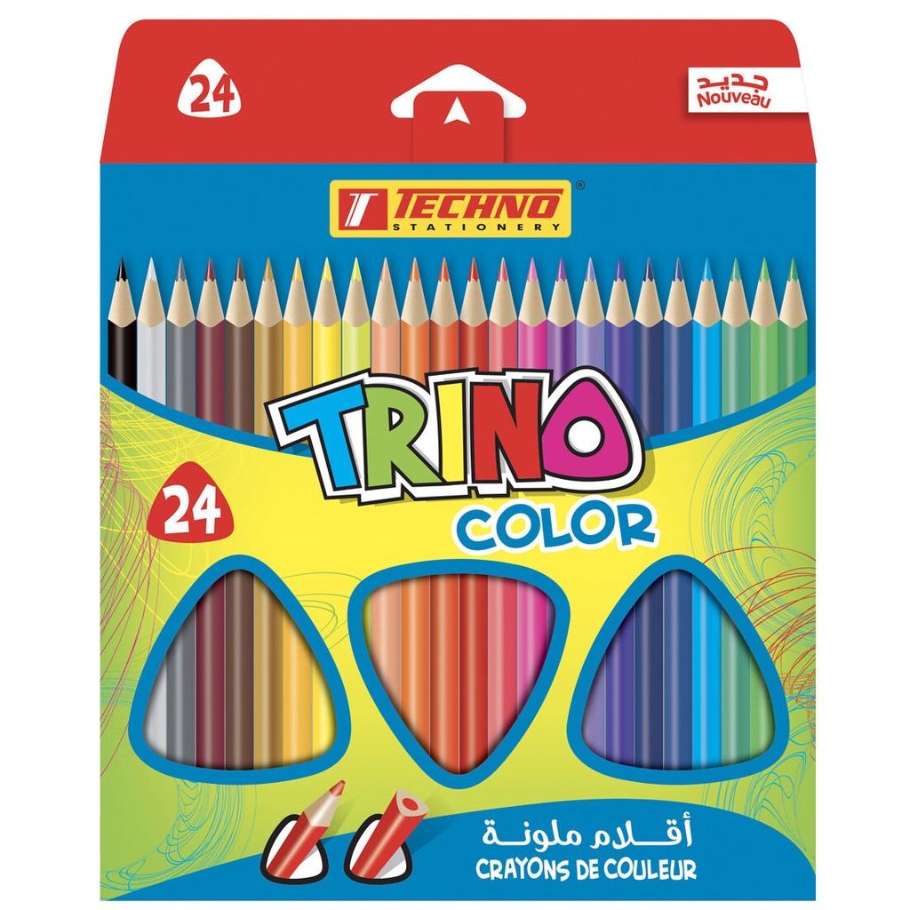 Crayons De Couleur TECHNO Trino Boite De 24