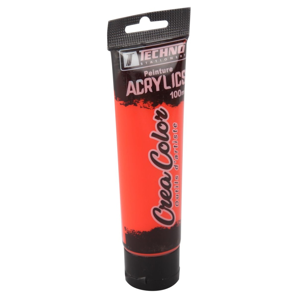 Tube Peinture Acrylique TECHNO 100ml Rouge Vermillon