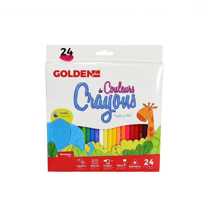 Crayons De Couleur GOLDEN Jungle Boite De 24