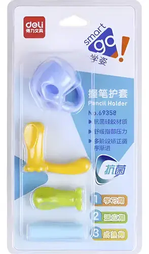 Support Stylo pour crayon Noir DELI aide écriture Pochette de 4 modèles Multi-couleurs