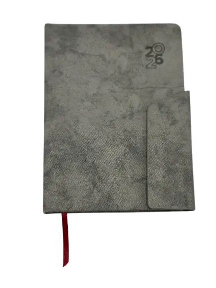 Agenda Journalier A5 SAMBRA Granulée / Effet Froissé 2026 Gris 2724-G  Avec rabat