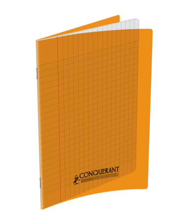 Cahier CONQUERANT  Pique 60 Pages Séyès 17x22 90g Couverture Rigide Transparente En Polypropylène Orange