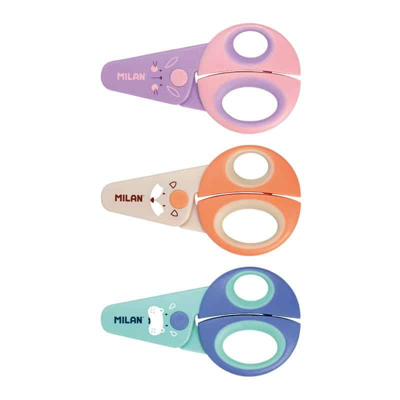 Ciseau Ecolier MILAN Funny 12.2 cm à Pointe Arrondi Multi-Couleurs en Plastique