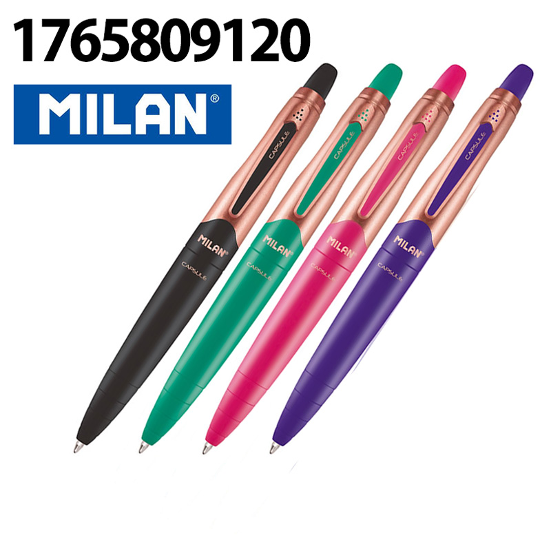 Stylo à bille MILAN CAPSULE Copper 1.0mm Rétractable Bleu, Couleurs assorties aléatoires
