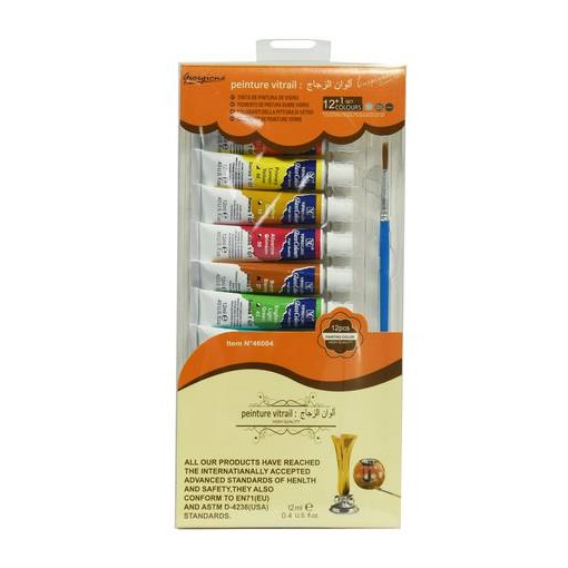 Boite de Peinture GOLDEN Giorgione Vitrail 12ml de 12 Tubes avec Pinceau