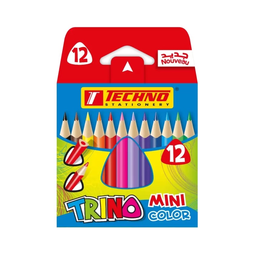 Crayons De Couleur TECHNO Trino Boite De 12 Mini