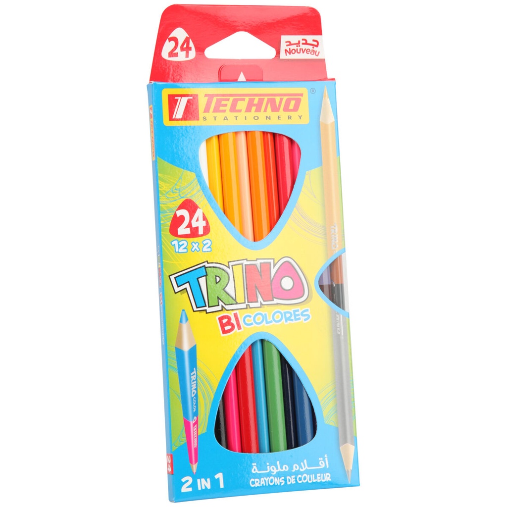 Crayons De Couleur TECHNO Trino Double Tête Boite De 12