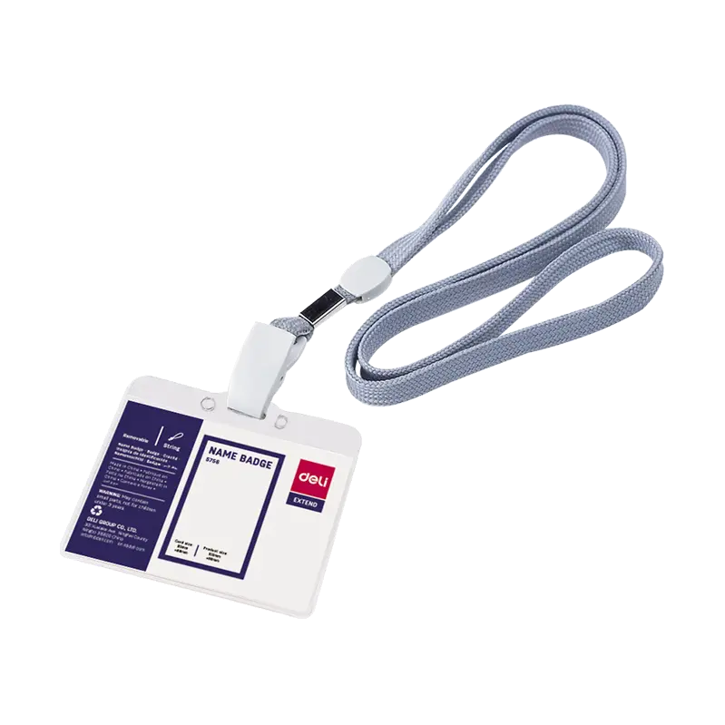 Porte Badge DELI Horizontal 95x68mm en PVC Transparent avec Cordon