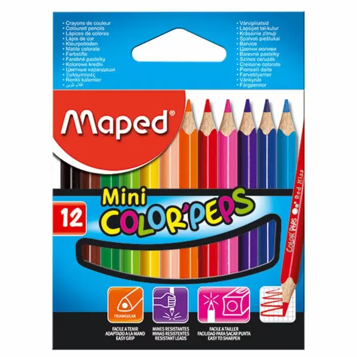 Crayons De Couleur MAPED Color'Peps Boite De 12 Mini