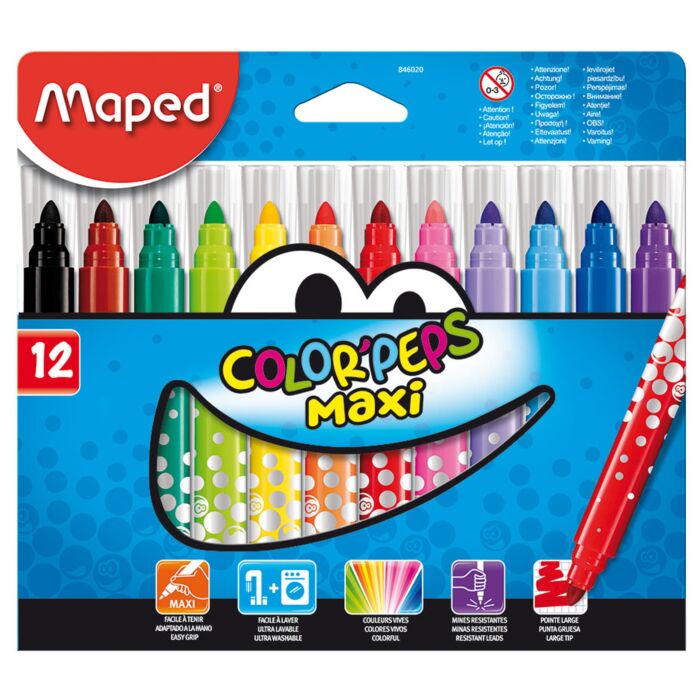 Feutre MAPED Colop'Peps Maxi Multi-couleurs Boite de 12