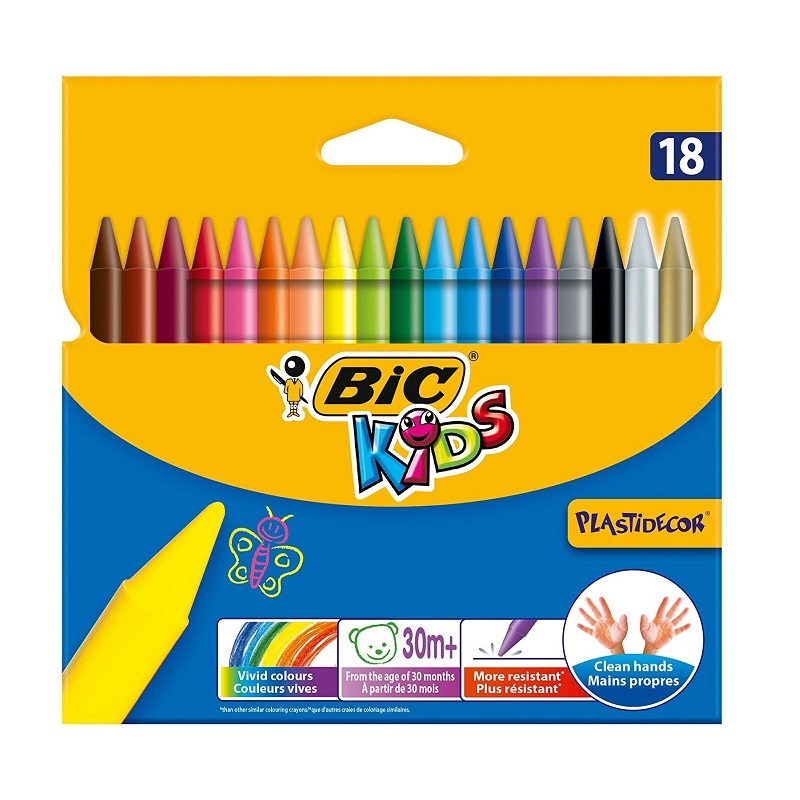 Crayons De Couleur En Cire Bic Kids Wax Boite De 12 Mini