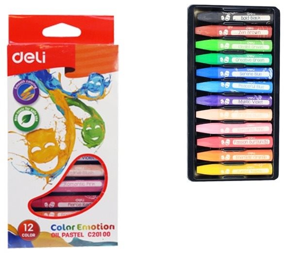 Crayons De Couleur En Cire DELI Color Emotion Boite De 12 Mini