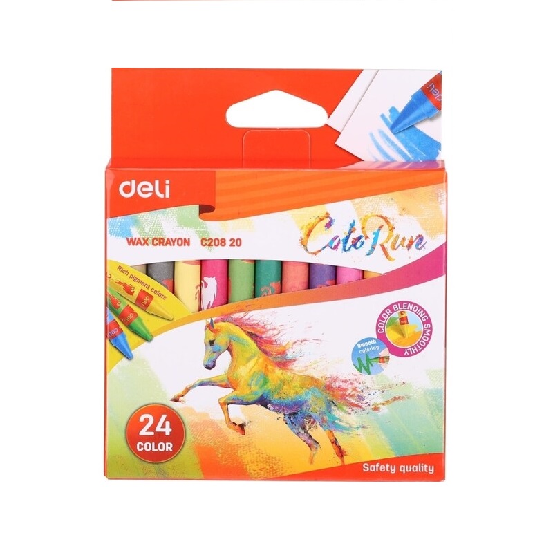 Crayons De Couleur En Cire DELI Wax Crayon ColoRun Boite De 24