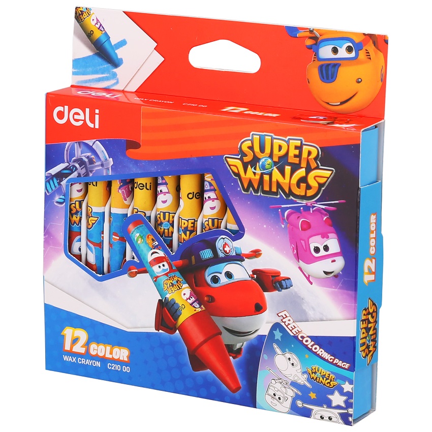 Crayons De Couleur En Cire DELI Super Wings Boite De 12 Mini