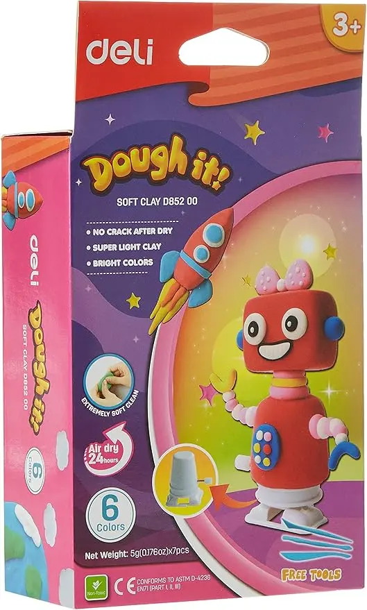 Pâte à Modeler DELI Doughit Soft Clay   Multi-Couleurs Ensemble Robot D'argile Molle avec Dépliant