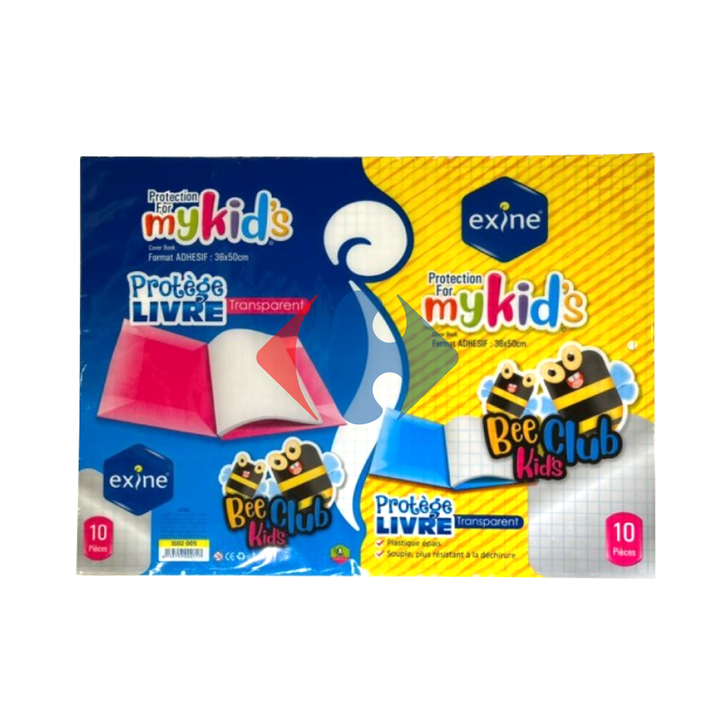 Protège Livre Adhésif EXINE Bee Kid's Transparent Paquet de 10 PCS