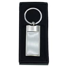 Porte clé métallique rectangulaire argent